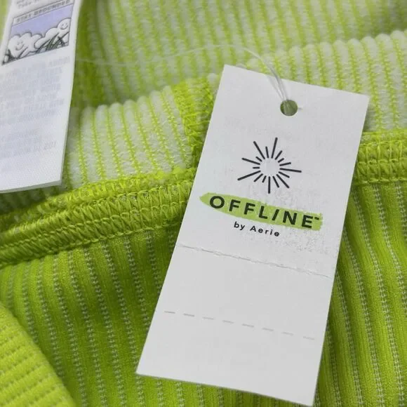 Aerie OFFLINE Tennis Skort Neon Green Ribbed Waist Athletic Skirt Size L  active - Picture 9 of 16